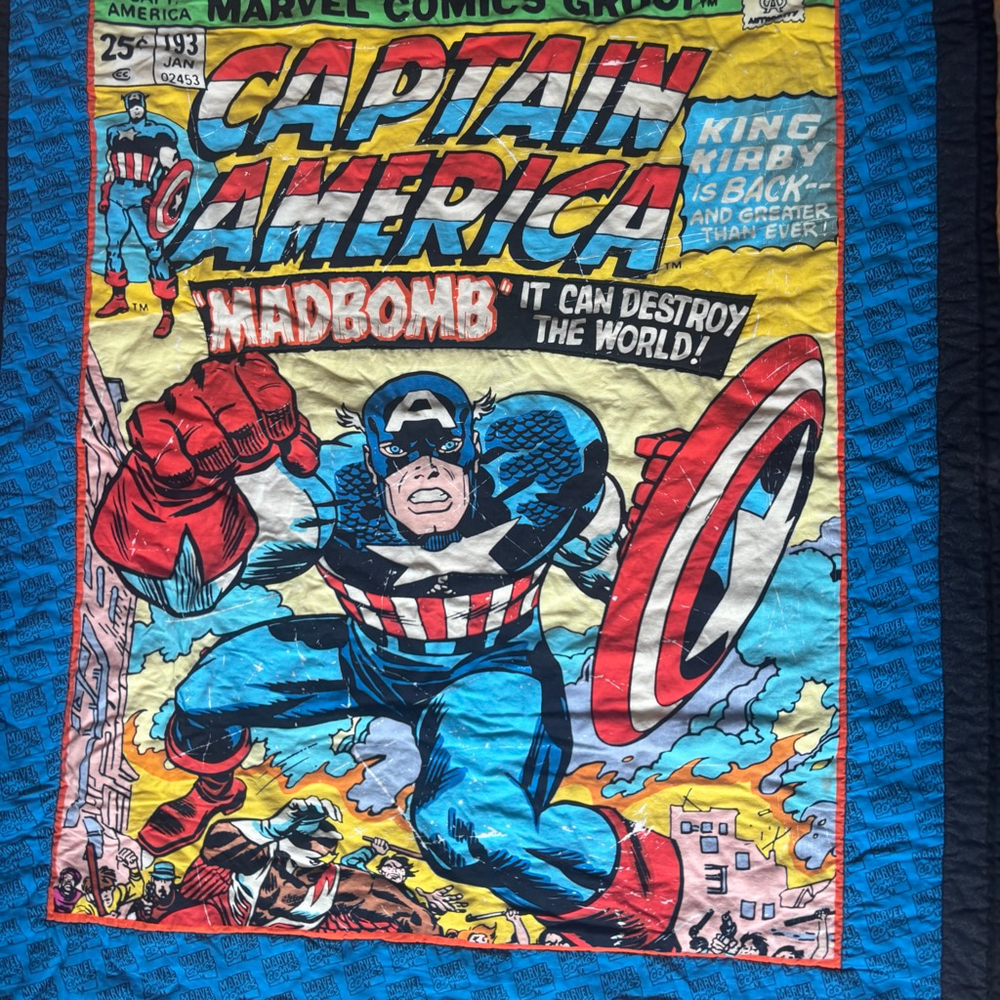 Unbranded Vintage Kids Captain America Comic One Size Quilt - Picture 2 of 6